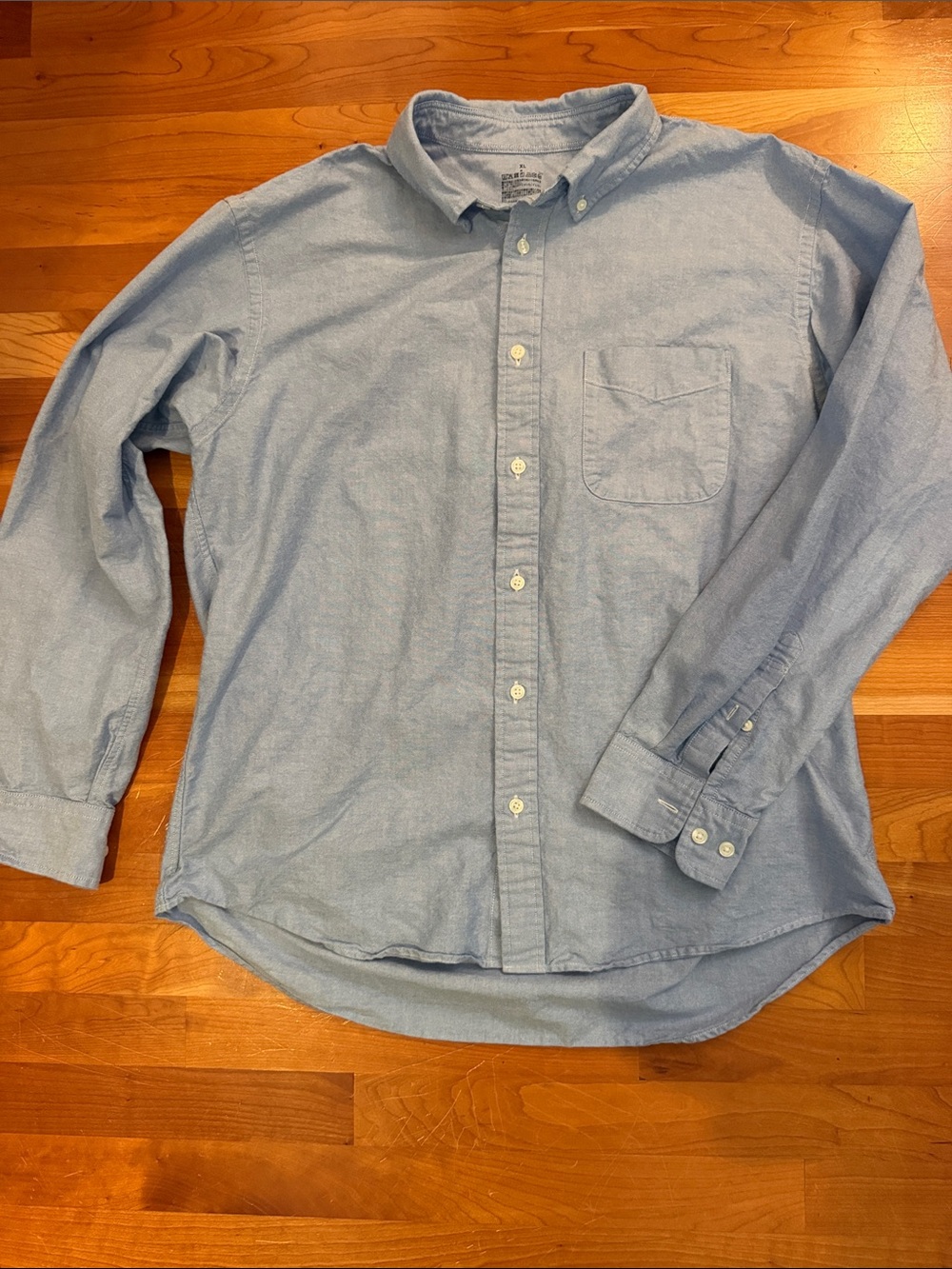 MUJI Light Blue Washed Organic Cotton Oxford Button Down Men’s XL EXCELLENT UC
